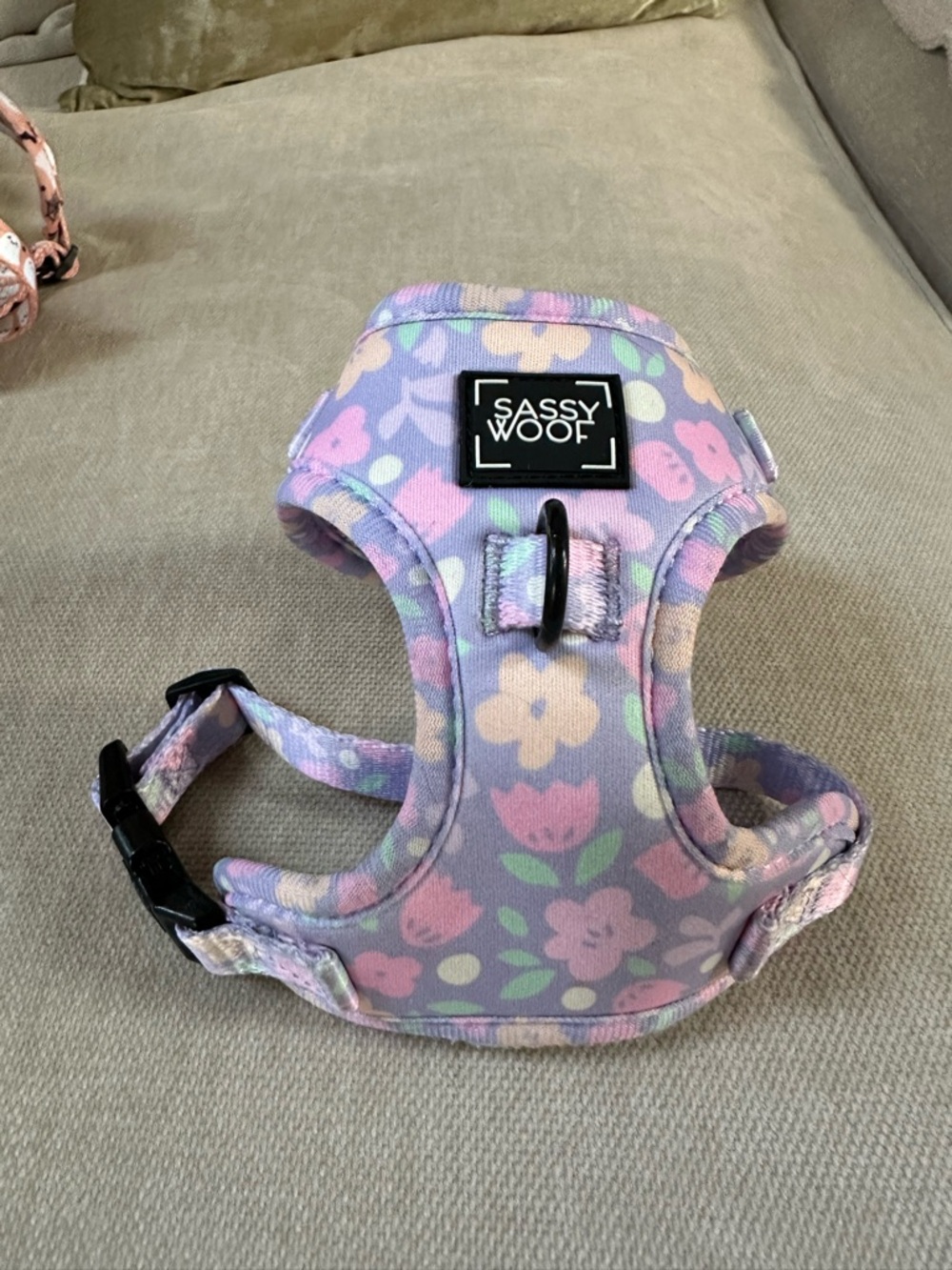 Sassy Woof Floral Dog Harness in Lavender Pink